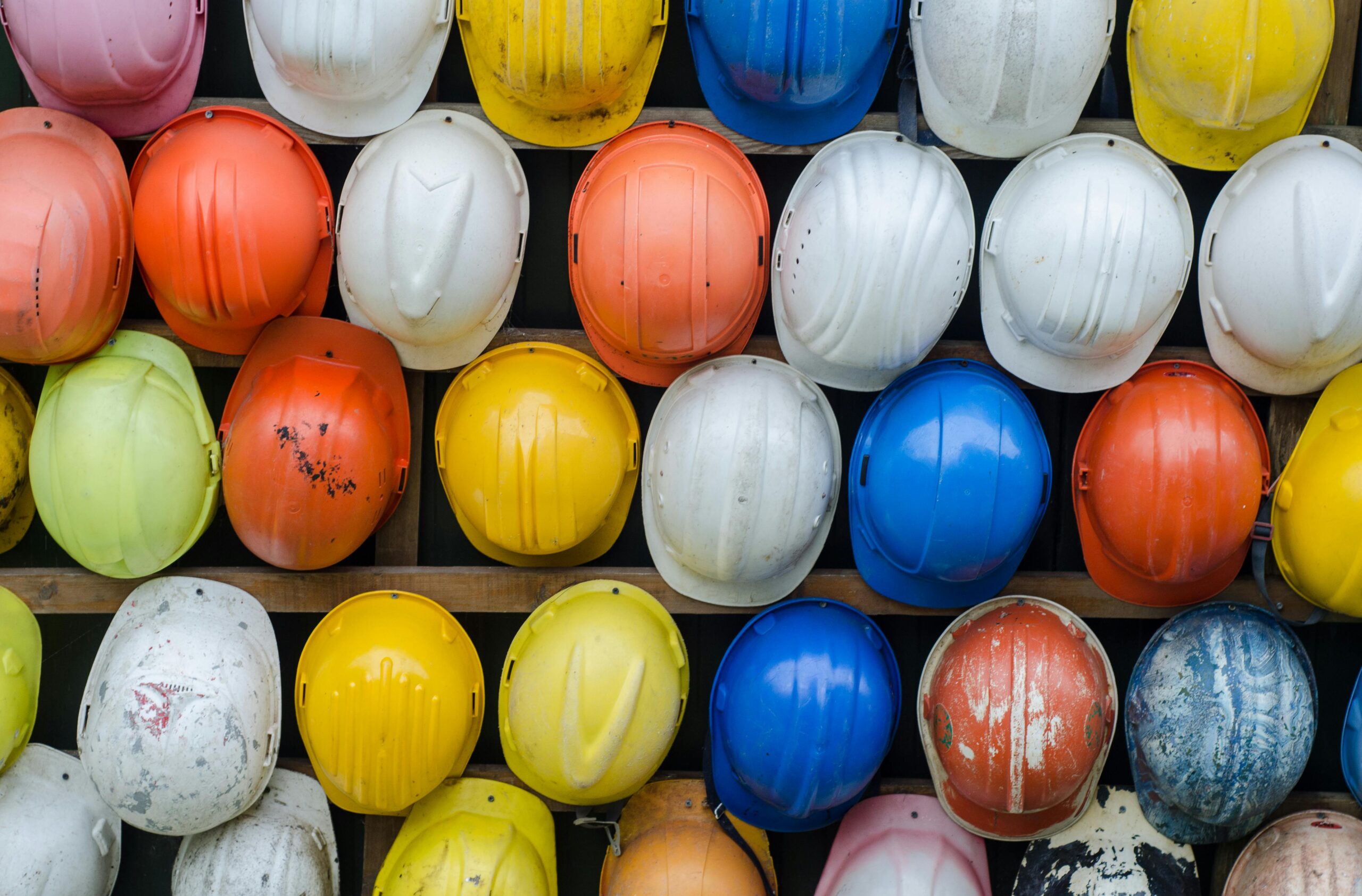 A picture of hardhats.